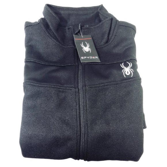 Spyder Mens Black Racer Full Zip Long Sleeve Knit Jacket Sz L NWT - Picture 8 of 11